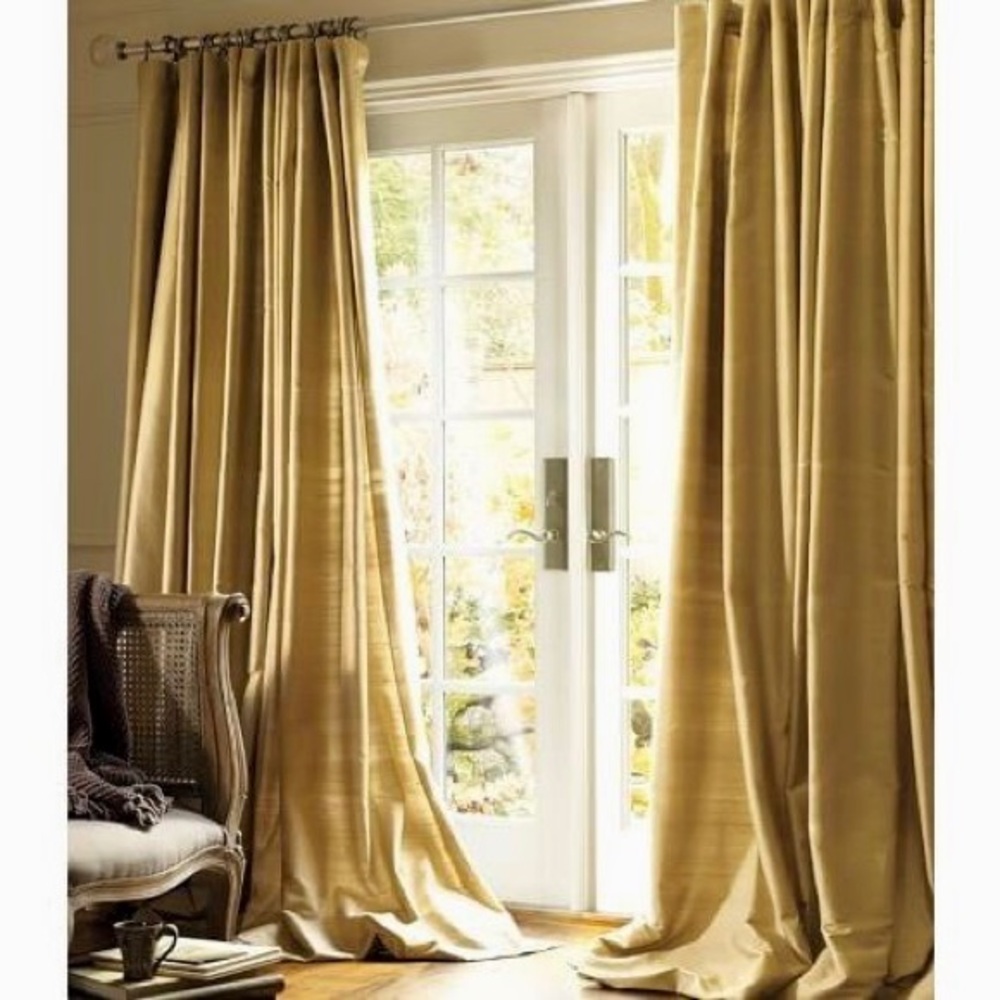 SILK Pottery Barn Gold Curtain Panel